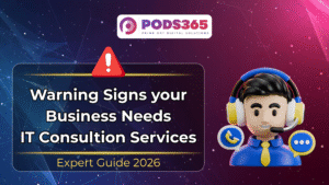 Warning signs your business needs IT consulting services explained through modern SaaS illustration